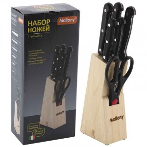 Набор ножей 7предм (5 ножей, ножницы), ручки пластик, Mallony