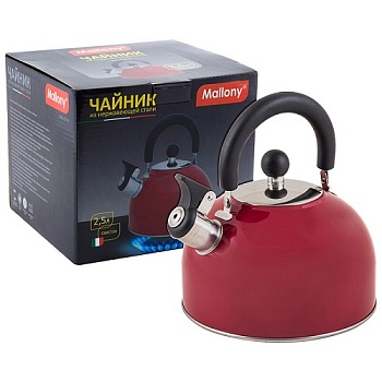 Чайник MALLONY MAL-039-R, 2,5литра, красный, со свистком