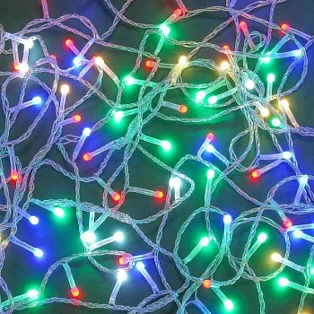 Гирлянда вьюн 10 м СНОУ БУМ, 120 LED ламп, свечение мульти, ПВХ прозрачный, 8 режимов, цветной диод,