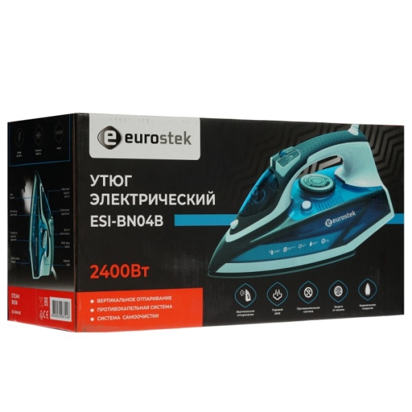 5. Утюг EUROSTEK ESI-BN04B 2,6кВт,450мл,керам.подошва