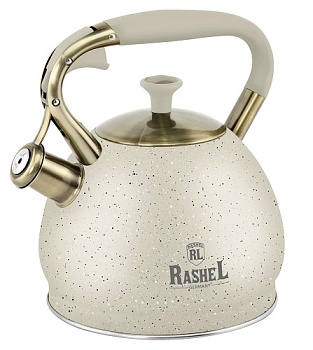 Чайник RASHEL М-7902 3л, нерж. сталь, со свистком, кремовый