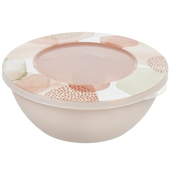 Миска пластик, круглая, 30.8х11.7 см, 5 л, с крышкой, Pastel, Plast team, PT107611591, персиковая