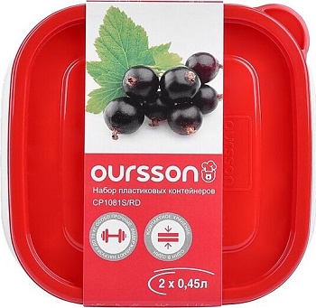 Набор контейнеров OURSSON квадрат. 2шт.х0,45л