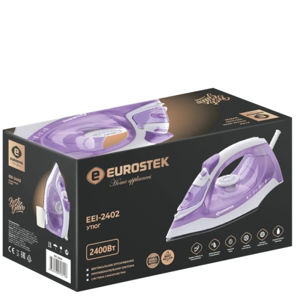 5. Утюг EUROSTEK EEI-2402 2,4кВт,250мл,керам.подошва