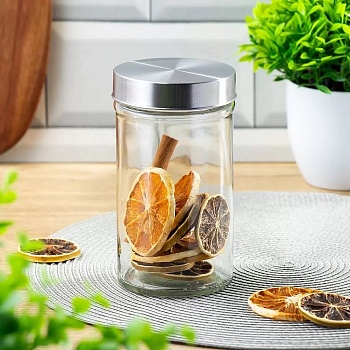 Банка для сыпучих продуктов, стекло, 0.7 л, с крышкой, Классика